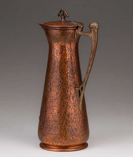 Tall  WMF  Hammered Copper Pitcher c1910