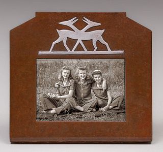 Silvercrest Sterling on Bronze Deer Overlay Picture Frame - Calendar c1920