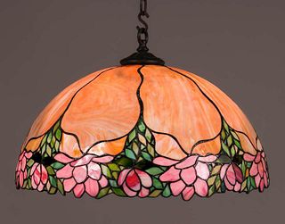 Unique Lamp Co Water Lily Stained Glass 22"d Chandelier