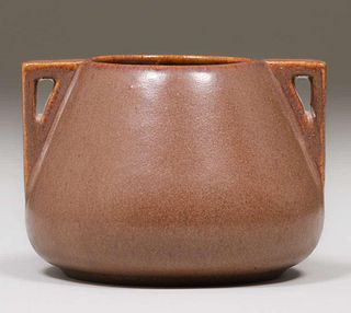 Fulper Pottery - Prang Two Handle Matte Brown Vase c1910
