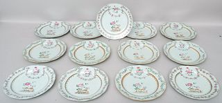 Set 13 Old Chinese Export Porcelain Quail Plates