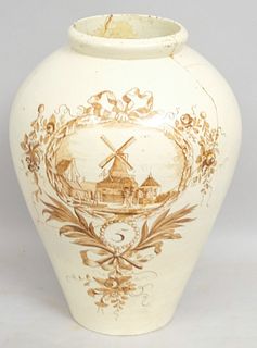 Large Early Brown Delft Tobacconist Vase