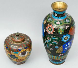 Cloisonne Vase and Covered Jar