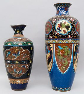 Lot of 2 Larger Cloisonne Vases