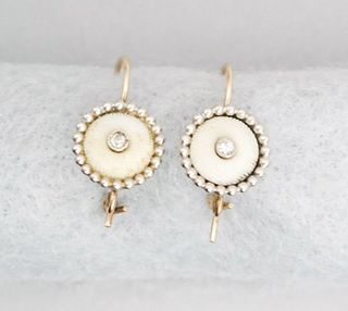 Gold & Diamond Conversion Button Earrings