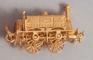 18K Gold Locomotive Train Charm