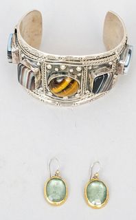 Big Sterling Cuff Bracelet & Pair Gurhan Earrings