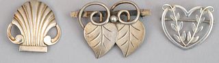 Lot of 3 Georg Jensen Sterling Silver Pin Brooches