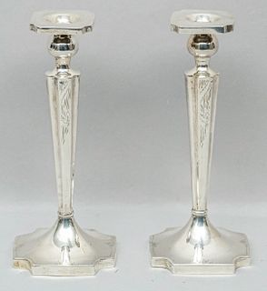 Pair Antique American Sterling Silver Candlesticks
