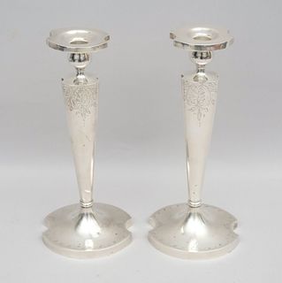 Pair of Old American Sterling Silver Candlesticks