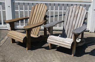 Pair of Outdoor Wooden Lounge Chairs