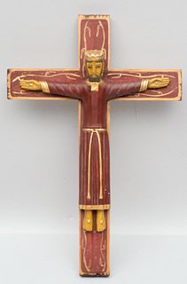 Argentine Folk Art Carved & Polychrome Crucifix