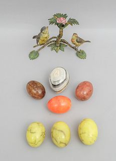 Cold Painted Austrian Style Group & Stone Eggs