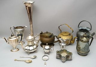 Large Lot of Silverplate & Other Antique Metalware