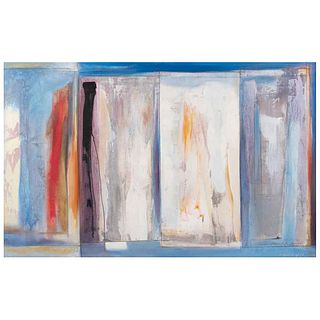 JORGE HERRERA, Sin título (En tono azul), Firmado y fechado 02 dos veces, Acrílico sobre tela, 87.5 x 140 cm, Con documento | JORGE HERRERA, Untitled 