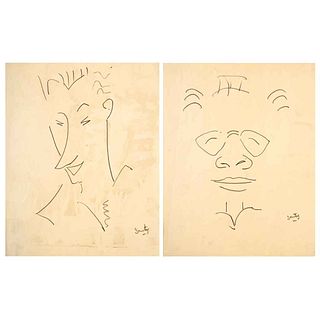 SANTOS BALMORI, a) Retrato de Jan Hoowij b) Sin título, Firmados, Carboncillo sobre papel, 27.3 x 21.5 cm cada uno, Piezas: 2 | SANTOS BALMORI, a) Ret