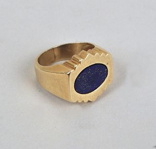 14K Gold & Lapis Men's Ring