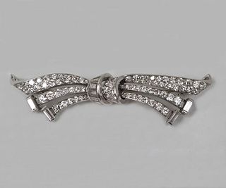 Platinum & Diamond Art Deco Bow Pin