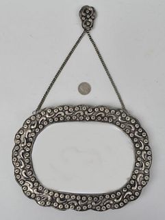 Small SE Asian Repousse Metal Hanging Mirror