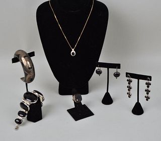 Group of Silver & Black Jewelry