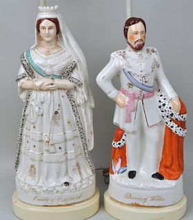 Pair Staffordshire Figures, As Lamps
