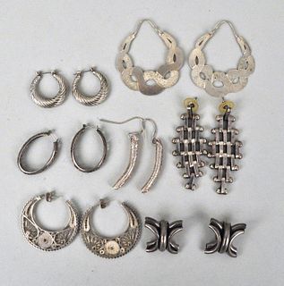 Group Seven Pair Silver Earrings