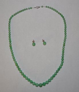 Apple Jade Necklace & Matching Earrings