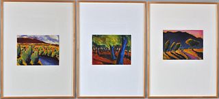 Three Nancy Denison Framed Acrylics on Paper