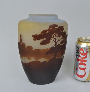Galle Cameo Art Glass Landscape Vase
