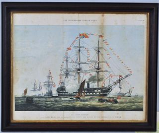 English Marine Lithograph "The Queen's Birthday"