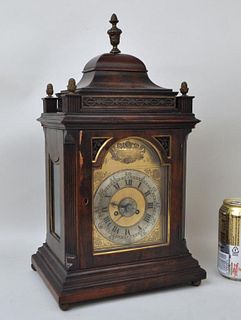 Georgian Style Carved Mahogany Bracket Clock