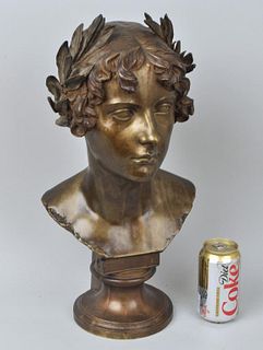 H. Wadere, Bronze Bust Classical Youth 1896
