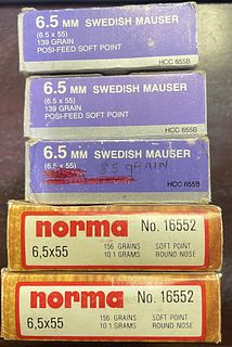MIXED LOT OF 100 ROUNDS OF 6.5X55MM SWEDISH MAUSER AMMO