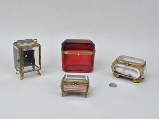 Four Glass Trinket Boxes