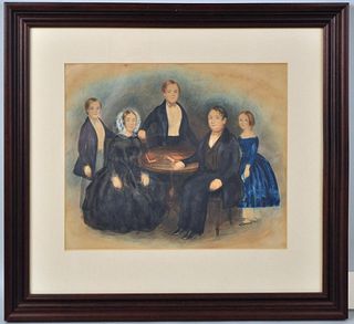 Framed American Pastel Family Portrait