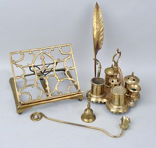 Group Antique Brass Desk Items