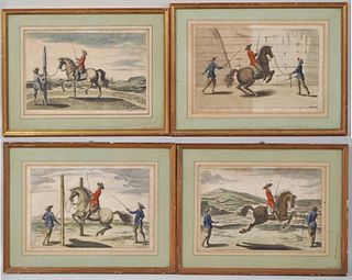 Four Equestrian Dressage Engravings