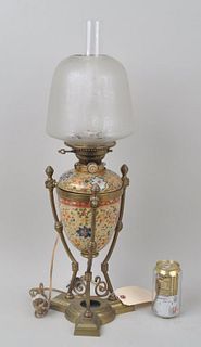 Unusual Willams & Bach Porcelain & Brass Lamp