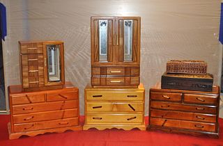 Seven Vintage Wood Jewelry Boxes