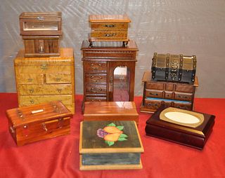 Eleven Vintage Wood Jewelry Boxes