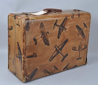 Vintage Aviation Themed Decorated Suitcase