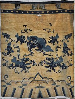 Tibetan Foo Dog Motif Pillar Carpet