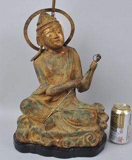 Japanese Bodhisattva Bronze Statue, As Lamp