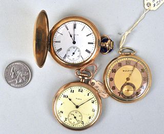 Three Gold Tone Pocket Watches