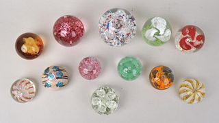 Group Twelve Assorted Glass Paperweights