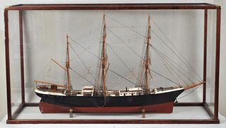 Cased Folk Art Clipper Ship Model