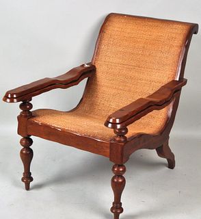 Hardwood & Rattan Plantation Chair