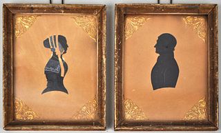 Two Antique W/C Silhouette Portraits