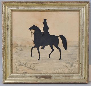 Folk Art Framed Silhouette, Horse & Rider