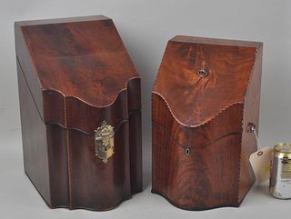 Two George III Serpentine Mahogany Cutlery Boxes
